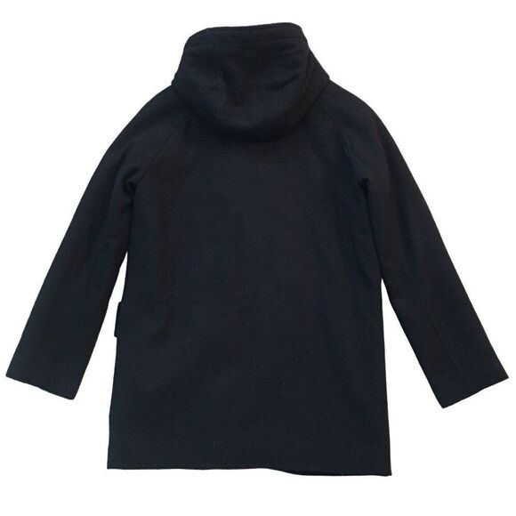 Zara Boys Hooded Coat Size 11/12 Black Wool Blend Zip Pockets Snap Closure - Picture 4 of 7